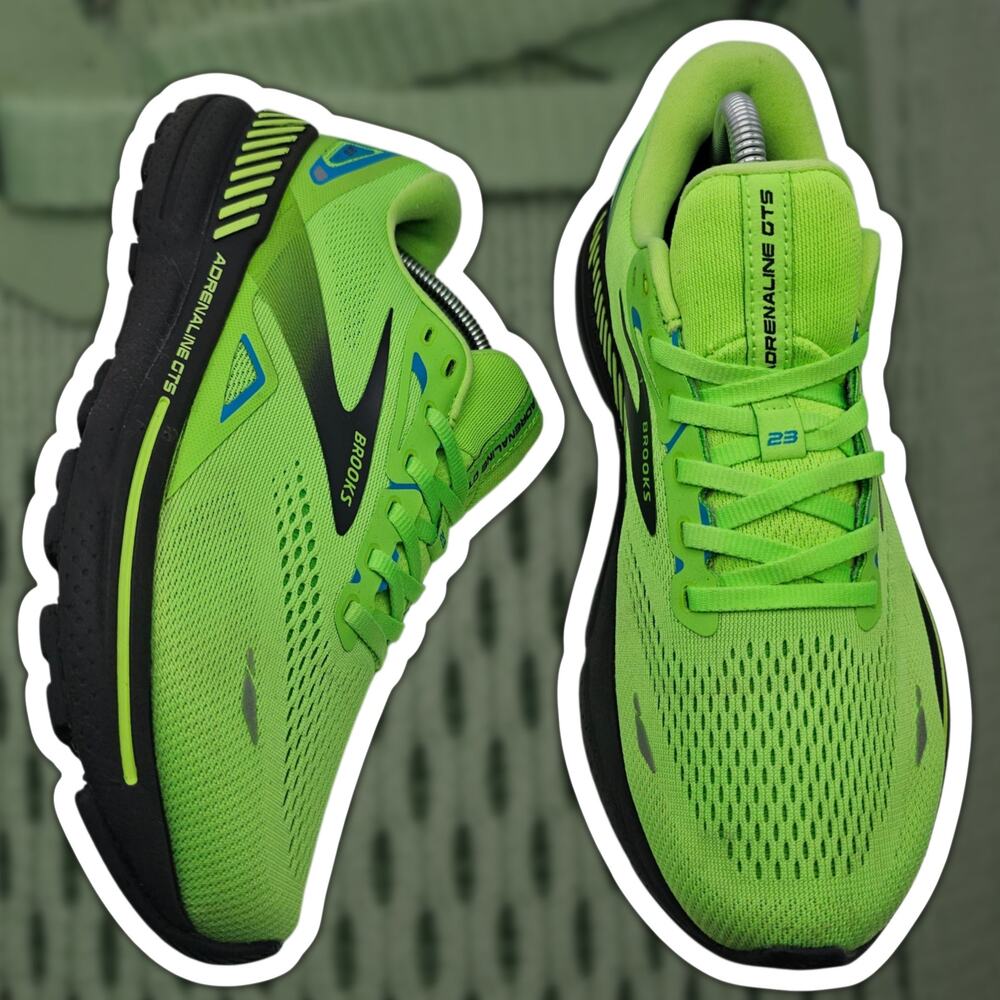 Brooks Adrenaline GTS 23 Green Gecko Mens 8.5 Wide 2E Running Shoes Sneakers Low